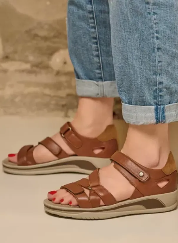 Sandalen|Voorjaar/zomer|Wolky Desh cognac leer