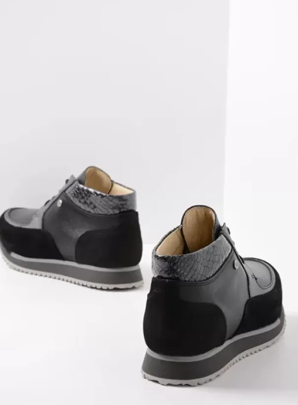 Wandelschoenen|Sneakers|Wolky e-Boot zwart combi leer