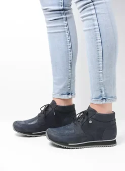 Wandelschoenen|Sneakers|Wolky e-Boot blauw stretch nubuck
