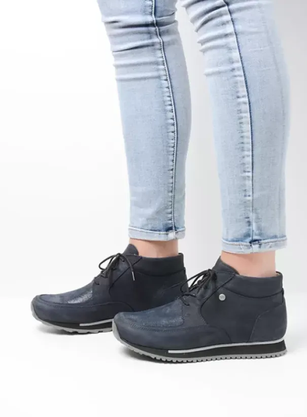 Wandelschoenen|Sneakers|Wolky e-Boot blauw stretch nubuck