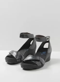 Sandalen|Wolky Era antraciet crocolook lakleer
