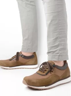 Veterschoenen|Sneakers|Wolky e-Runner taupe combi leer