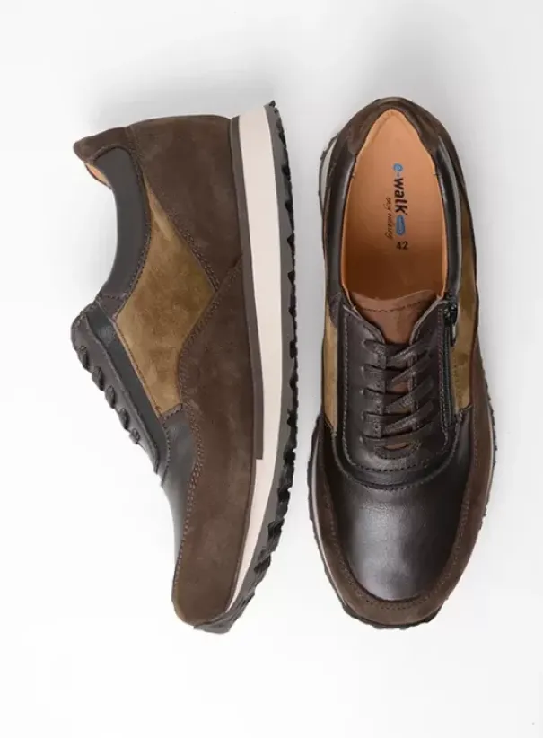 Veterschoenen|Sneakers|Wolky e-Runner bruin combi leer