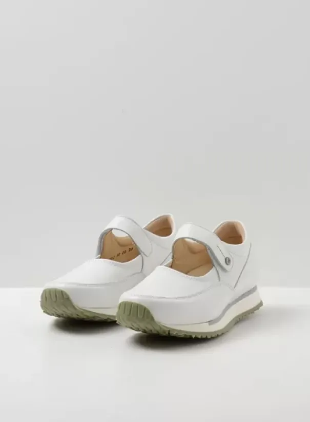 Bandschoenen|Wandelschoenen|Wolky e-Step wit/lichtgroen leer