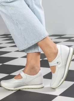 Bandschoenen|Wandelschoenen|Wolky e-Step wit/lichtgroen leer