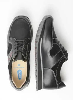 Wandelschoenen|Sneakers|Wolky e-Walk zwart combi stretch leer
