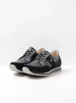 Wandelschoenen|Sneakers|Wolky e-Walk zwart combi leer