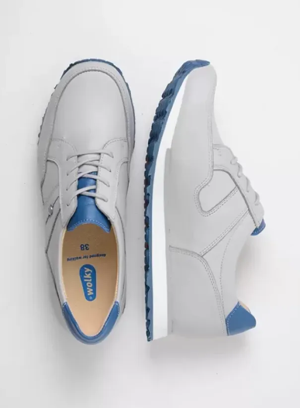 Wandelschoenen|Sneakers|Wolky e-Walk lichtgrijs/atlantisch blauw leer