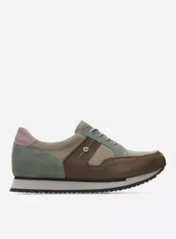 Wandelschoenen|Sneakers|Wolky e-Walk taupe grijsgroen combi leer