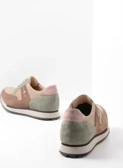 Wandelschoenen|Sneakers|Wolky e-Walk taupe grijsgroen combi leer
