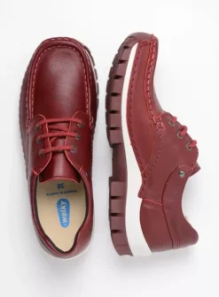 Veterschoenen|Wolky Fly donkerrood leer