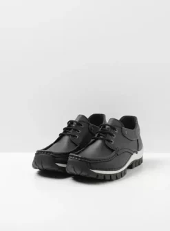 Veterschoenen|Wolky Fly zwart/wit leer