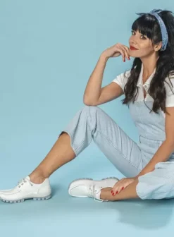 Veterschoenen|Wolky Fly Summer wit/lichtblauw leer