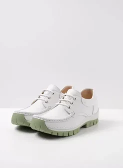 Veterschoenen|Voorjaar/zomer|Wolky Fly Summer wit/lichtgroen leer