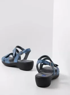 Sandalen|Wolky Fria denim blauw leer