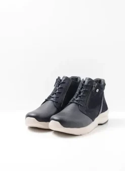 Wandelschoenen|Veterschoenen|Wolky Glacier blauw combi leer