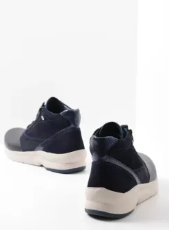 Wandelschoenen|Veterschoenen|Wolky Glacier blauw combi leer