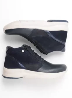 Wandelschoenen|Veterschoenen|Wolky Glacier blauw combi leer