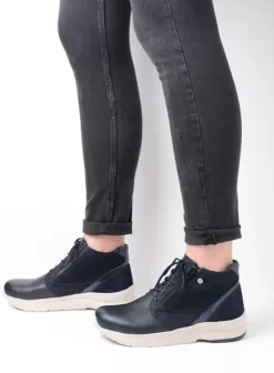 Wandelschoenen|Veterschoenen|Wolky Glacier blauw combi leer