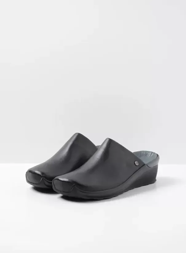 Slippers|Klompen|Wolky Go zwart leer