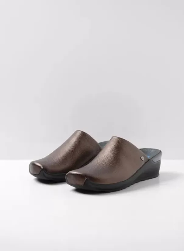 Slippers|Klompen|Wolky Go brons leer