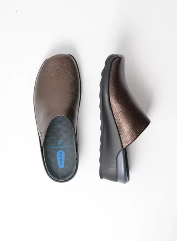 Slippers|Klompen|Wolky Go brons leer