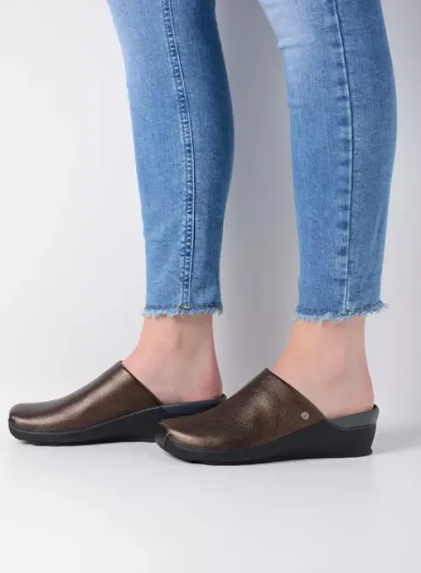 Slippers|Klompen|Wolky Go brons leer