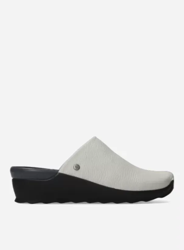 Slippers|Klompen|Wolky Go creme wit leer
