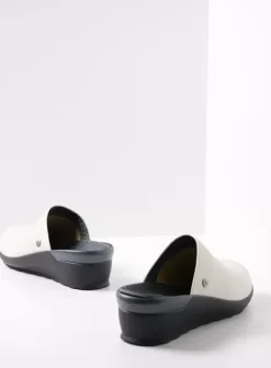 Slippers|Klompen|Wolky Go creme wit leer