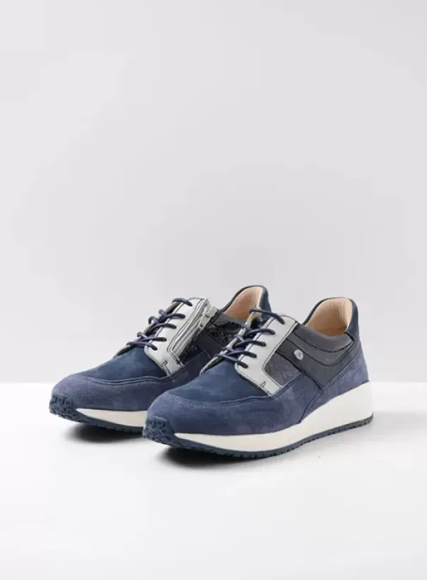 Sneakers|Veterschoenen|Wolky Hammer denim combi leer