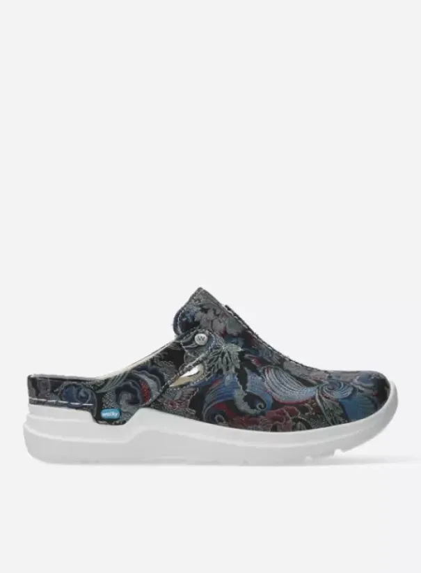 Hielspoor|Slippers|Wolky Holland zwart/blauw suede