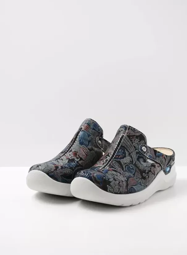 Hielspoor|Slippers|Wolky Holland zwart/blauw suede