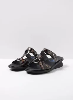 Slippers|Wolky Isa brons croco lakleer
