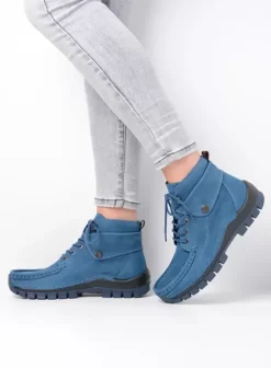 Hielspoor|Veterschoenen|Wolky Jump atlantisch blauw nubuck