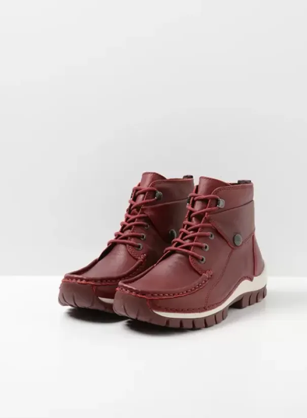 Hielspoor|Veterschoenen|Wolky Jump donkerrood leer