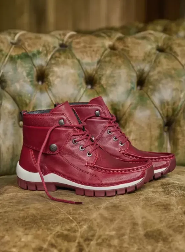 Hielspoor|Veterschoenen|Wolky Jump donkerrood leer