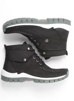 Hielspoor|Veterschoenen|Wolky Jump zwart grijsgroen nubuck