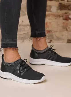 Hallux Valgus|Veterschoenen|Wolky Kalona zwart 3D knitting