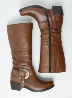 Laarzen|Wolky La Banda cognac leer