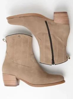 Enkellaarsjes|Laarzen|Wolky Lubbock taupe zomer suede