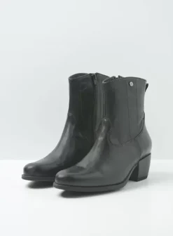 Enkellaarsjes|Laarzen|Wolky Lubbock zwart leer