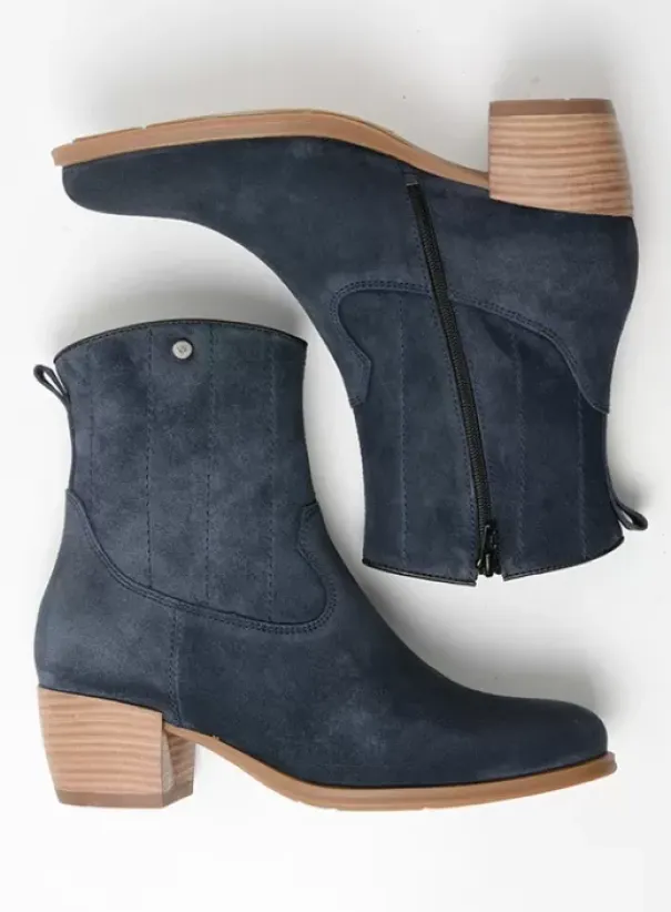 Enkellaarsjes|Laarzen|Wolky Lubbock blauw zomer suede