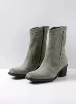 Enkellaarsjes|Laarzen|Wolky Mallow grijsgroen suede