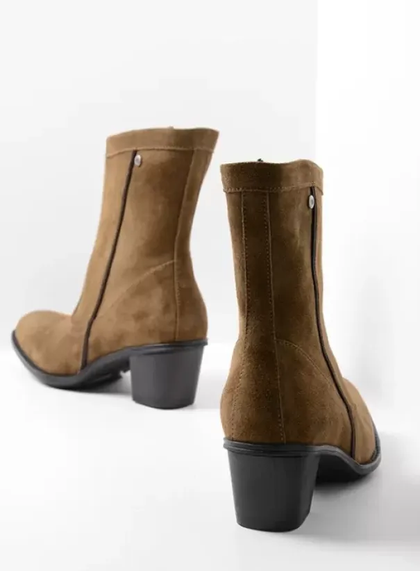 Enkellaarsjes|Laarzen|Wolky Mallow donker taupe suede