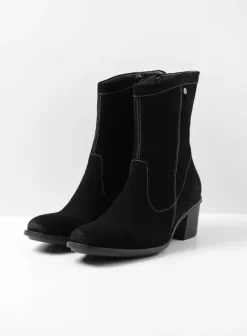Enkellaarsjes|Laarzen|Wolky Mallow zwart suede