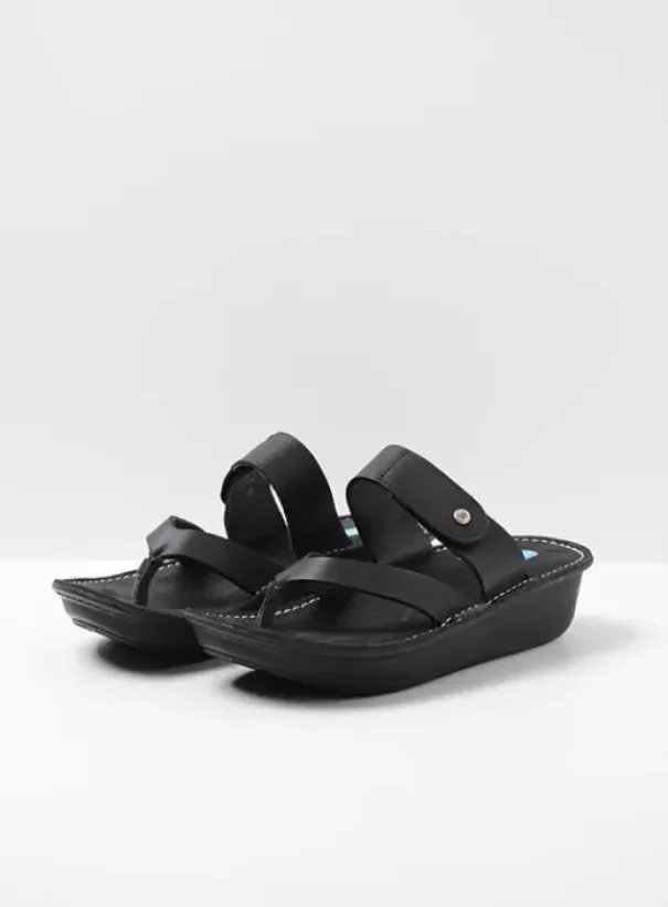 Slippers|Wolky Martinique zwart leer