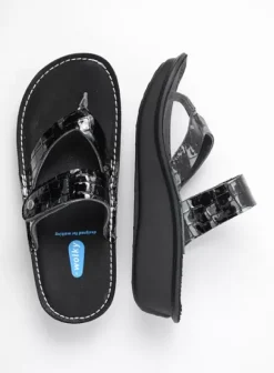 Slippers|Voorjaar/zomer|Wolky Martinique antraciet crocolook lakleer