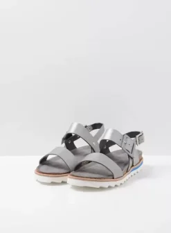Sandalen|Wolky Minori zilvergrijs leer