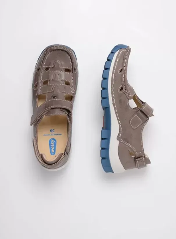 Bandschoenen|Wolky Move grijs/blauw leer