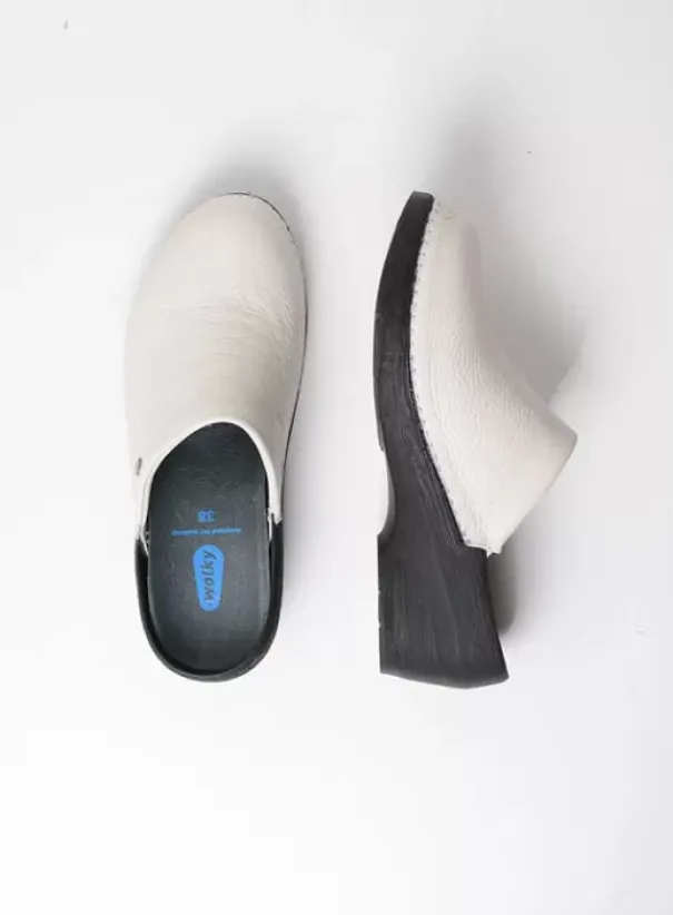 Klompen|Voorjaar/zomer|Wolky Multi Clog creme wit leer